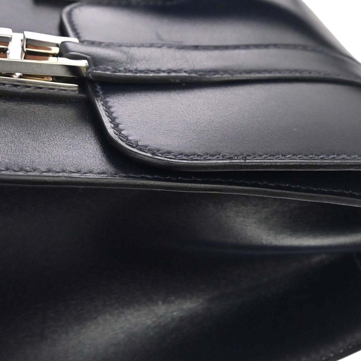 Hermes Blue Indigo Box Calf Drag 2 37 Handbag