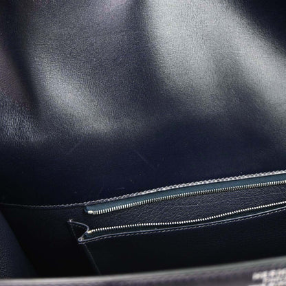 Hermes Blue Indigo Box Calf Drag 2 37 Handbag