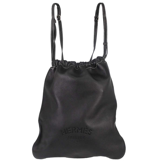 Hermes Black Veau Cheri Bridado Backpack