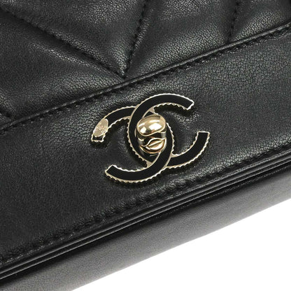 Chanel Black Lambskin Chevron Mademoiselle Flap Shoulder Bag