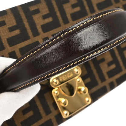 Fendi Brown Canvas Leather Zucca 2way Shoulder Vanity Handbag