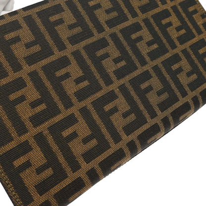 Fendi Brown Canvas Leather Zucca 2way Shoulder Vanity Handbag