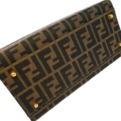 Fendi Brown Canvas Leather Zucca 2way Shoulder Vanity Handbag