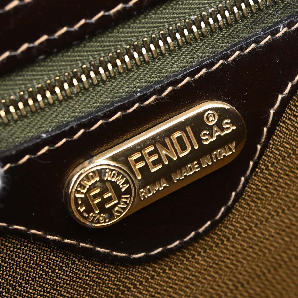 Fendi Brown Canvas Leather Zucca 2way Shoulder Vanity Handbag