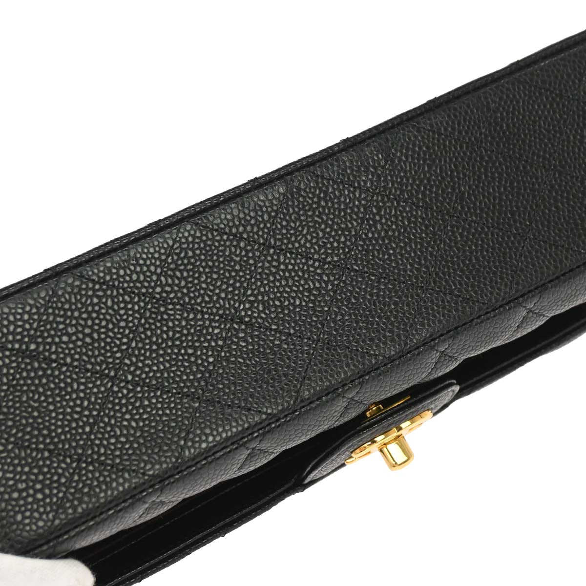 Chanel 2014 Black Caviar Skin Medium Classic Double Flap Shoulder Bag