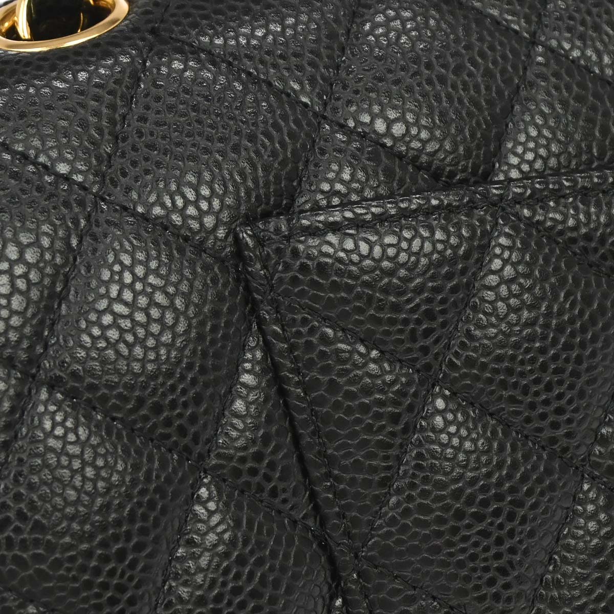 Chanel 2014 Black Caviar Skin Medium Classic Double Flap Shoulder Bag