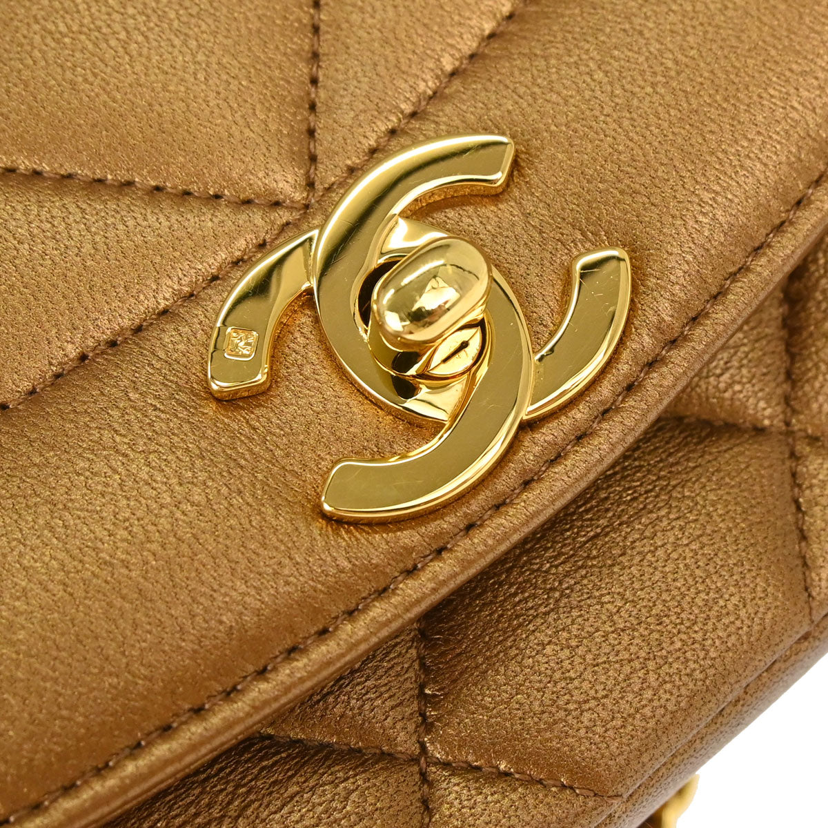 Chanel 1991-1994 Metallic Bronze Lambskin Small Diana Shoulder Bag