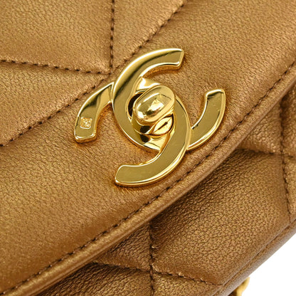 Chanel 1991-1994 Metallic Bronze Lambskin Small Diana Shoulder Bag
