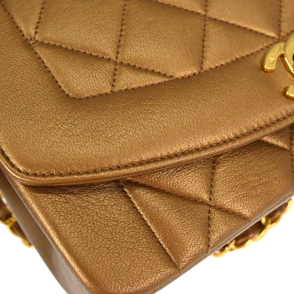 Chanel 1991-1994 Metallic Bronze Lambskin Small Diana Shoulder Bag