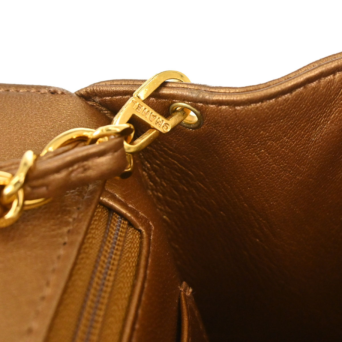 Chanel 1991-1994 Metallic Bronze Lambskin Small Diana Shoulder Bag