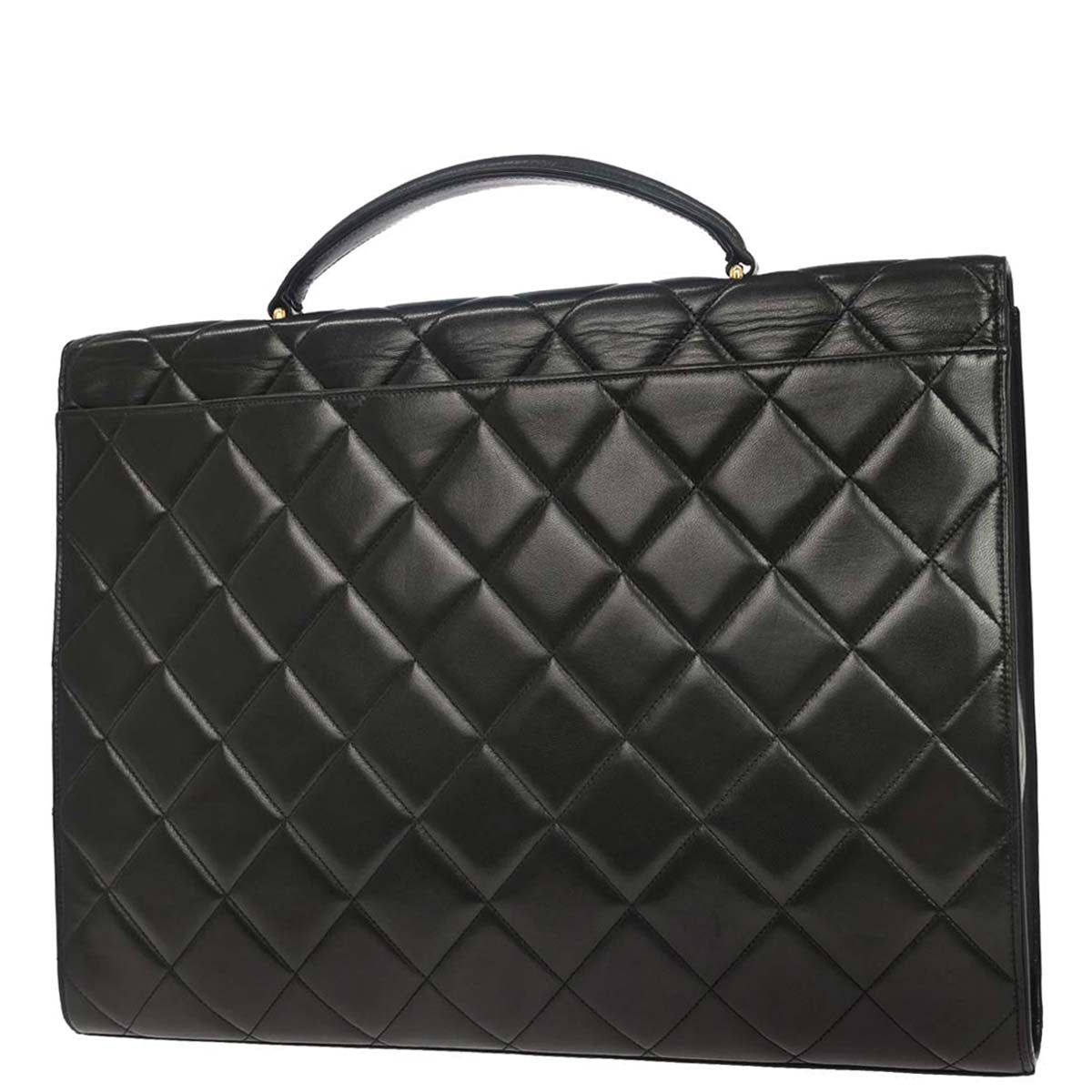 Chanel 1996-1997 Black Lambskin Briefcase Business Handbag