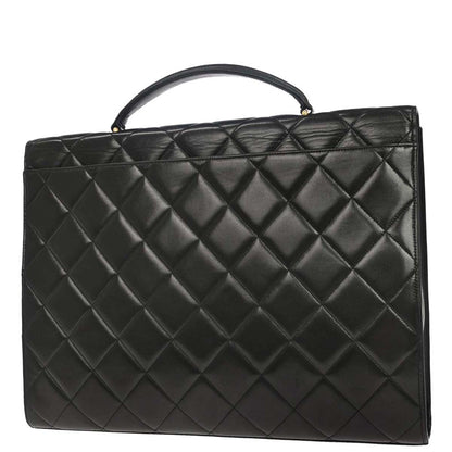 Chanel 1996-1997 Black Lambskin Briefcase Business Handbag