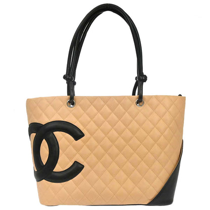 Chanel 2005-2006 Beige Calfskin Cambon Ligne Tote Handbag