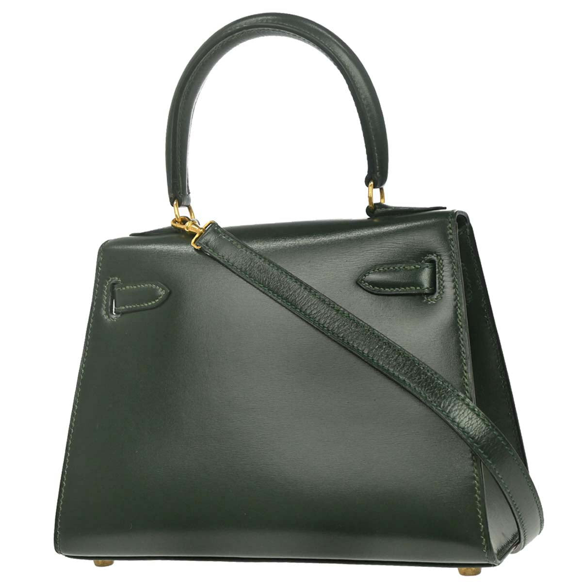 Hermes 1989 Vert Fonce Box Calf Mini Kelly 20 Sellier 2way Shoulder Handbag