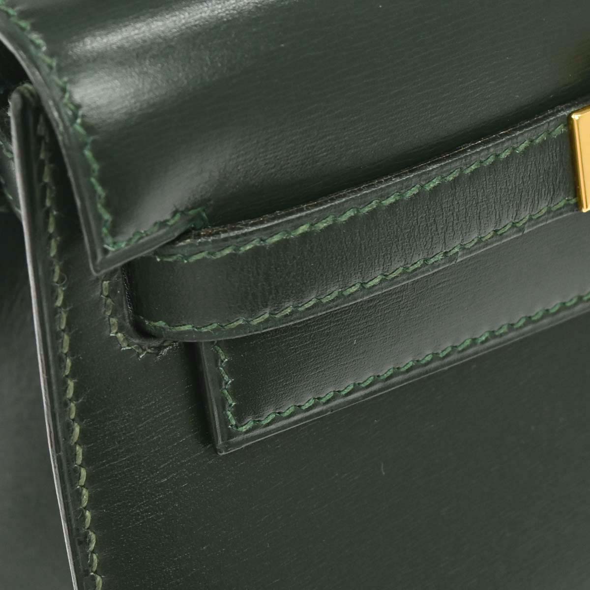 Hermes 1989 Vert Fonce Box Calf Mini Kelly 20 Sellier 2way Shoulder Handbag
