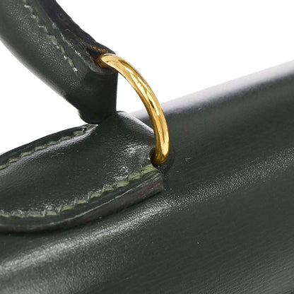 Hermes 1989 Vert Fonce Box Calf Mini Kelly 20 Sellier 2way Shoulder Handbag