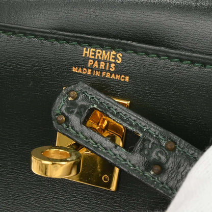 Hermes 1989 Vert Fonce Box Calf Mini Kelly 20 Sellier 2way Shoulder Handbag