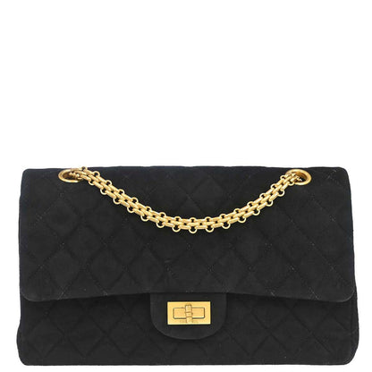 Chanel 1997-1999 Black Suede 2.55 Medium Classic Double Flap Shoulder Bag