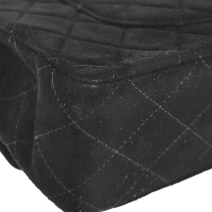 Chanel 1997-1999 Black Suede 2.55 Medium Classic Double Flap Shoulder Bag