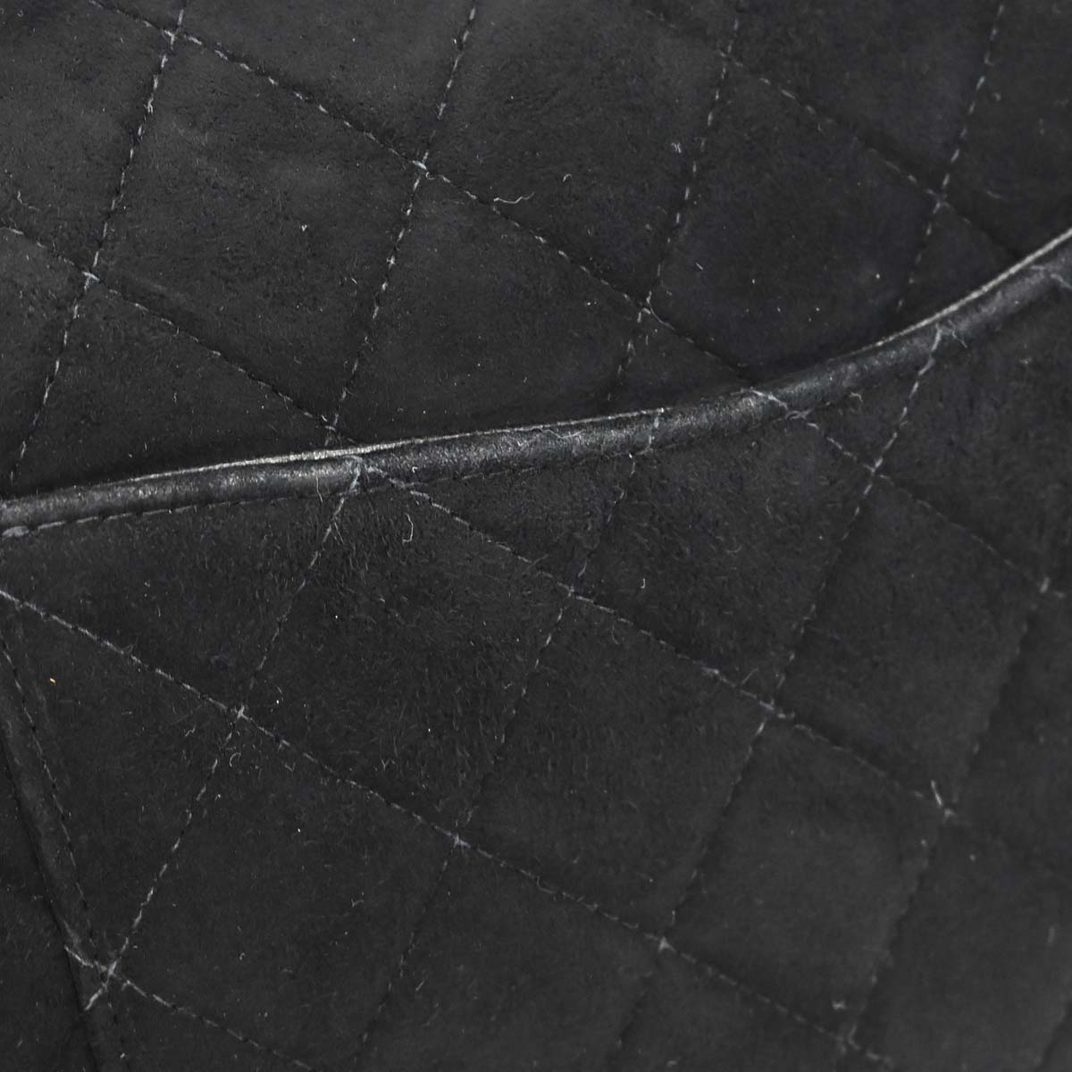 Chanel 1997-1999 Black Suede 2.55 Medium Classic Double Flap Shoulder Bag