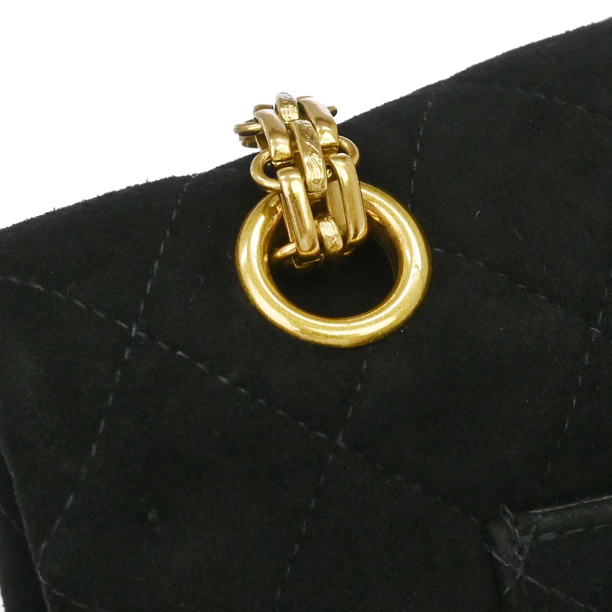 Chanel 1997-1999 Black Suede 2.55 Medium Classic Double Flap Shoulder Bag