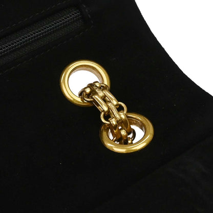 Chanel 1997-1999 Black Suede 2.55 Medium Classic Double Flap Shoulder Bag