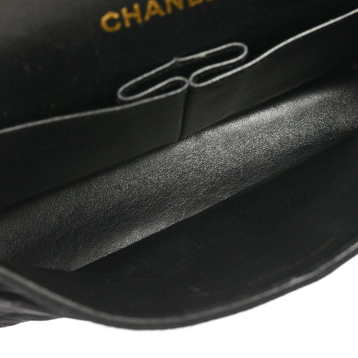 Chanel 1997-1999 Black Suede 2.55 Medium Classic Double Flap Shoulder Bag