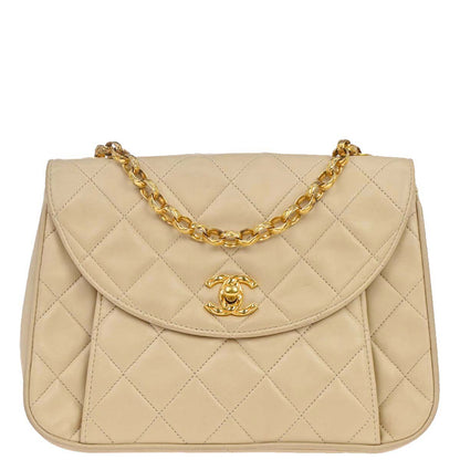 Chanel 1991-1994 Beige Lambskin Shoulder Bag