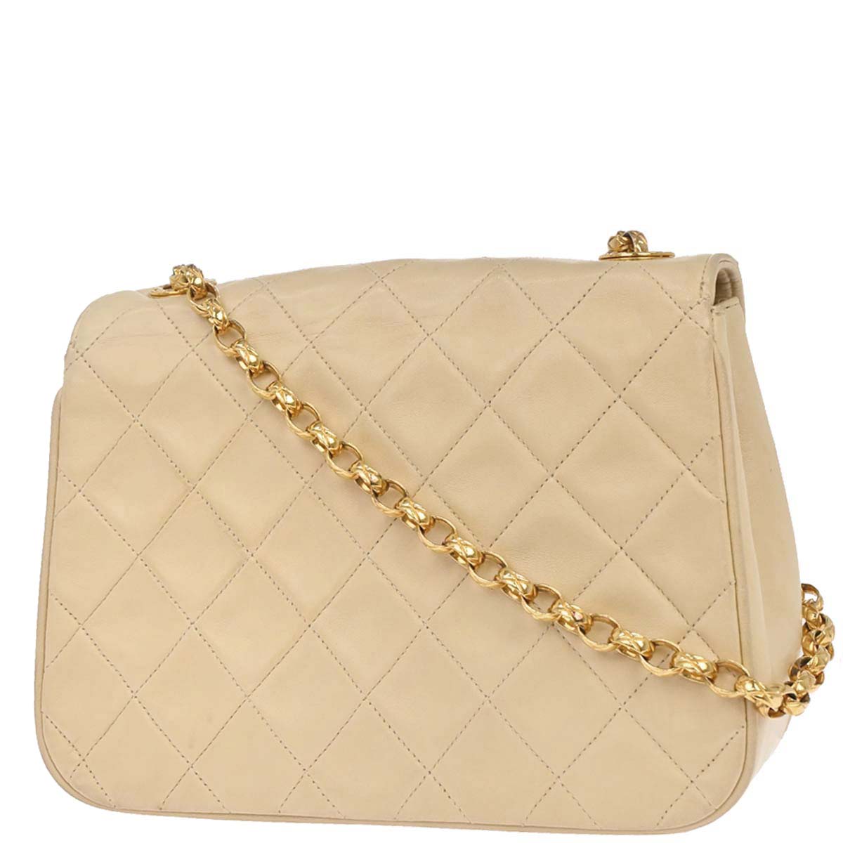 Chanel 1991-1994 Beige Lambskin Shoulder Bag