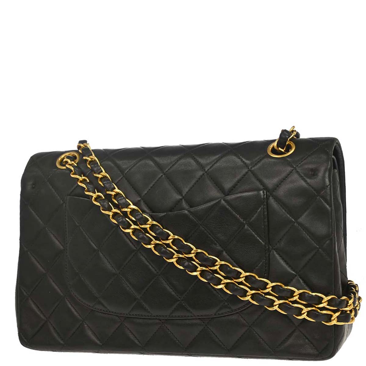 Chanel 1994-1996 Black Lambskin Medium Classic Double Flap Shoulder Bag