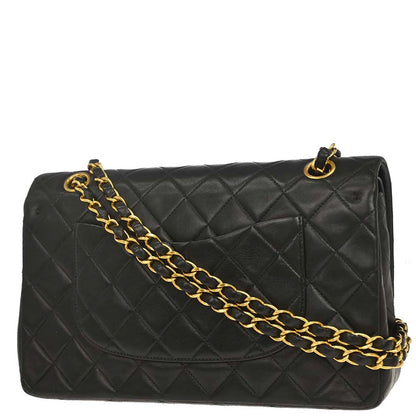 Chanel 1994-1996 Black Lambskin Medium Classic Double Flap Shoulder Bag