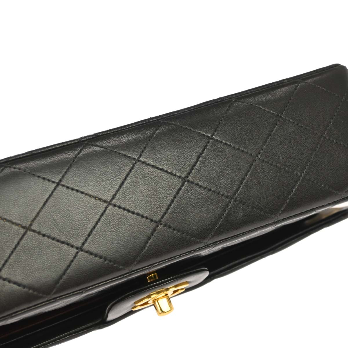 Chanel 1994-1996 Black Lambskin Medium Classic Double Flap Shoulder Bag