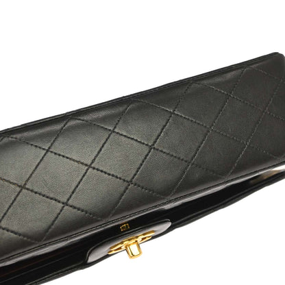 Chanel 1994-1996 Black Lambskin Medium Classic Double Flap Shoulder Bag