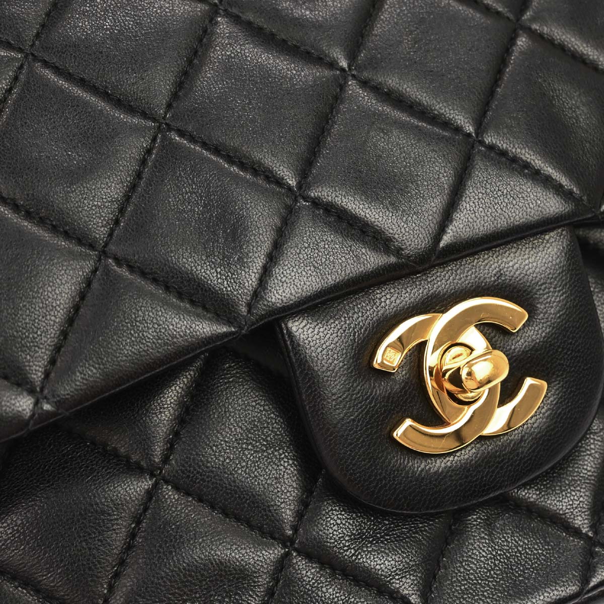 Chanel 1994-1996 Black Lambskin Medium Classic Double Flap Shoulder Bag