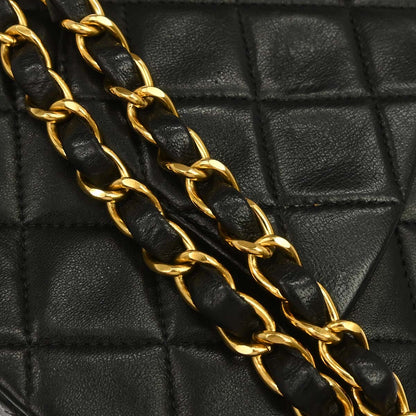 Chanel 1994-1996 Black Lambskin Medium Classic Double Flap Shoulder Bag