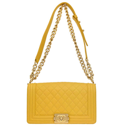 Boy Chanel 2019 Yellow Lambskin Medium Chain Shoulder Bag