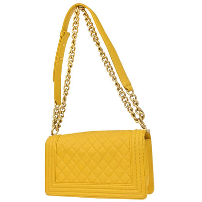 Boy Chanel 2019 Yellow Lambskin Medium Chain Shoulder Bag