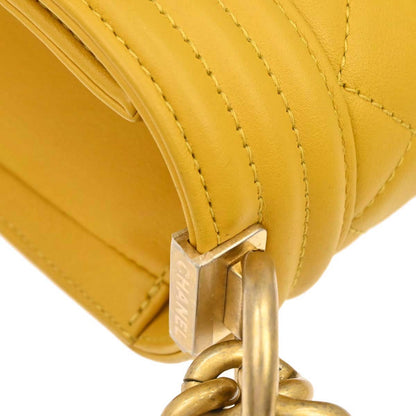 Boy Chanel 2019 Yellow Lambskin Medium Chain Shoulder Bag