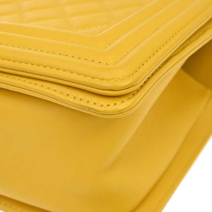 Boy Chanel 2019 Yellow Lambskin Medium Chain Shoulder Bag