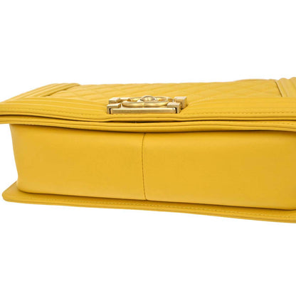 Boy Chanel 2019 Yellow Lambskin Medium Chain Shoulder Bag