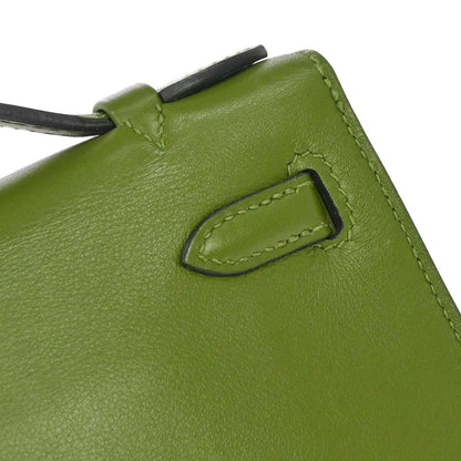 Hermes Anis Green Evercalf Kelly Pochette Handbag