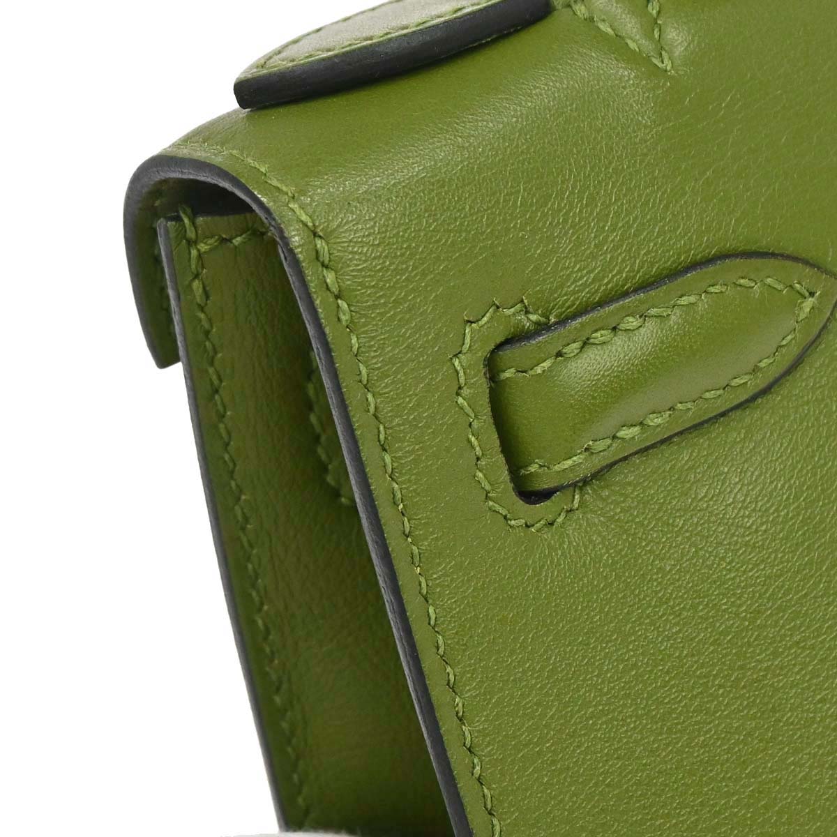 Hermes Anis Green Evercalf Kelly Pochette Handbag