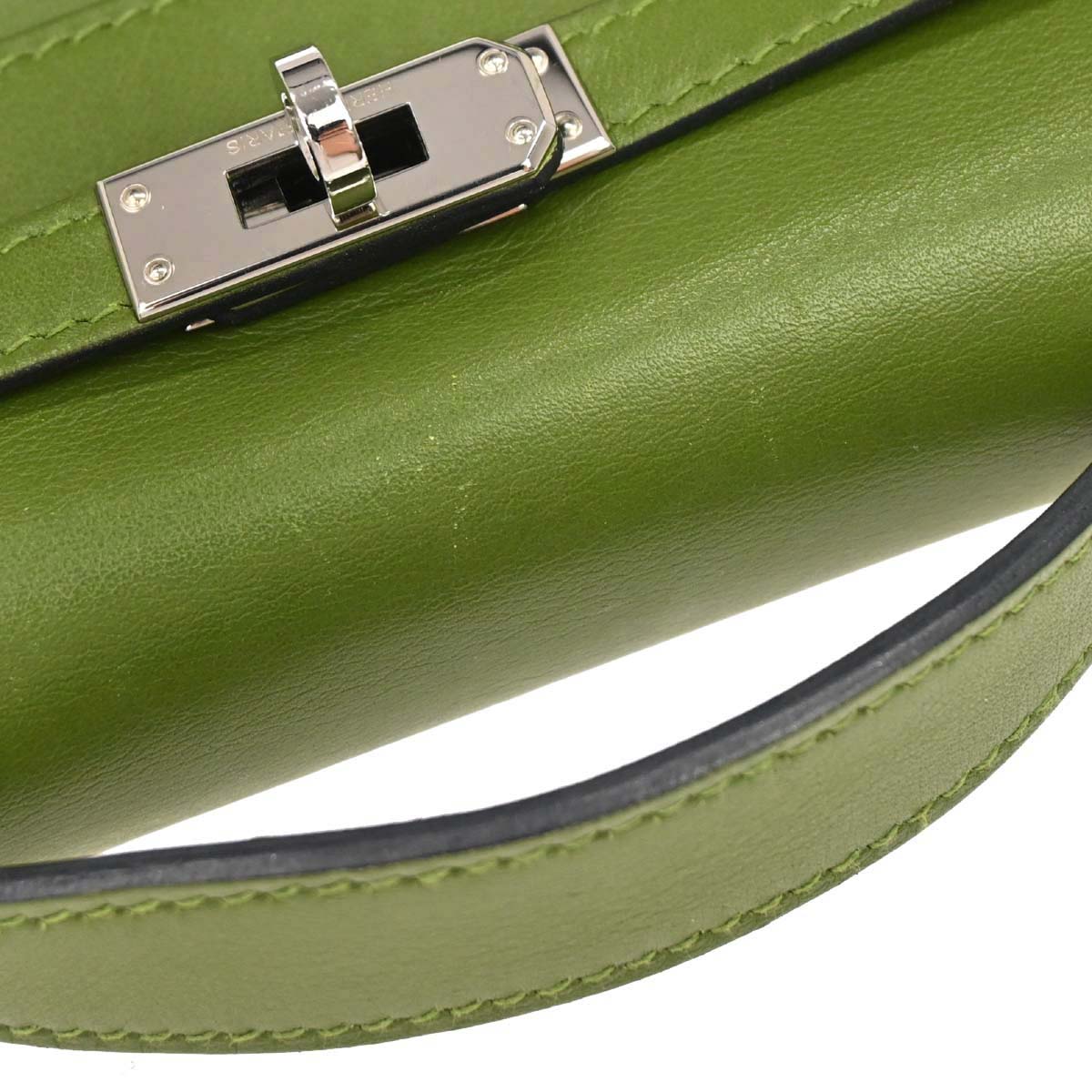 Hermes Anis Green Evercalf Kelly Pochette Handbag