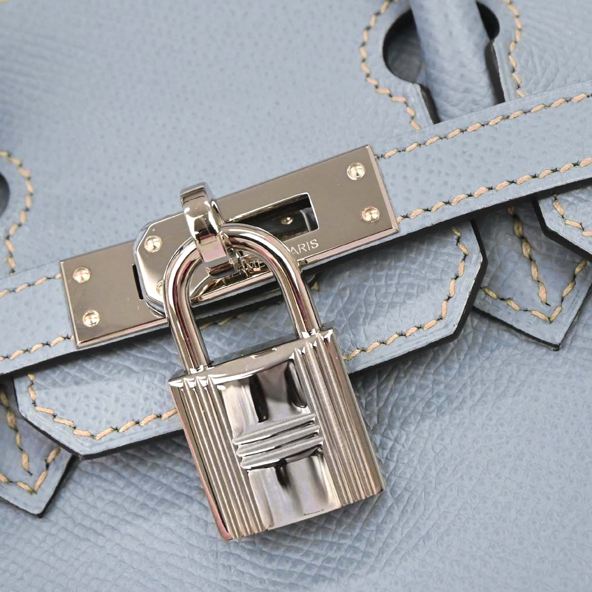 Hermes Blue Lin Epsom Birkin 25 Handbag