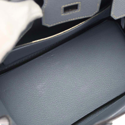 Hermes Blue Lin Epsom Birkin 25 Handbag