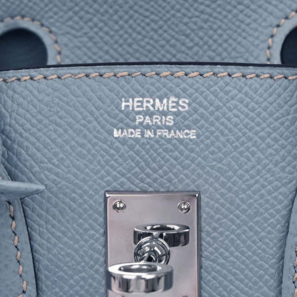 Hermes Blue Lin Epsom Birkin 25 Handbag