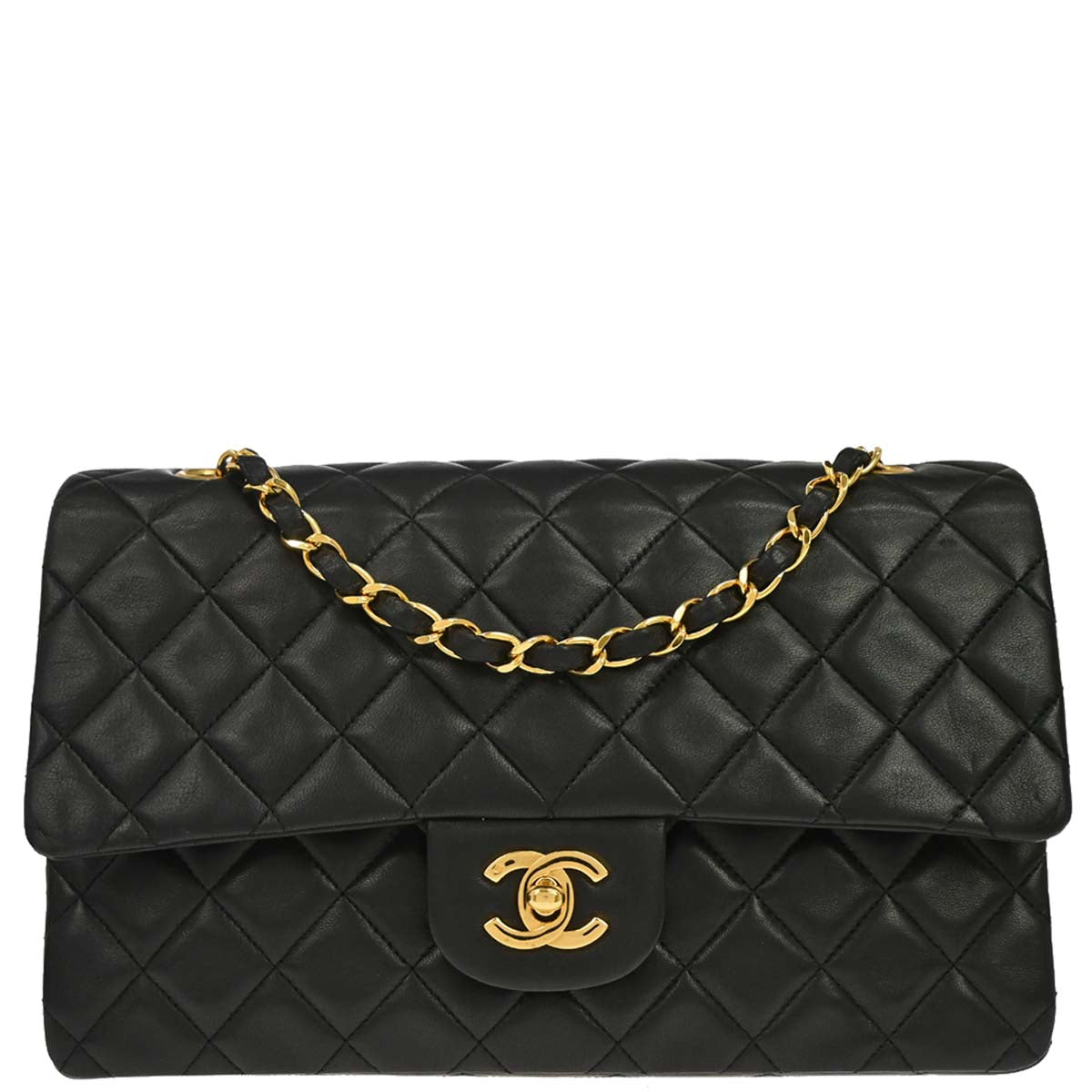 Chanel Black Lambskin Medium Classic Double Flap Shoulder Bag