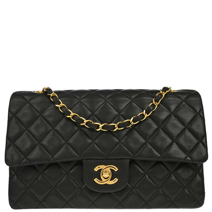Chanel Black Lambskin Medium Classic Double Flap Shoulder Bag