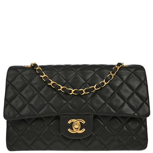 Chanel Black Lambskin Medium Classic Double Flap Shoulder Bag