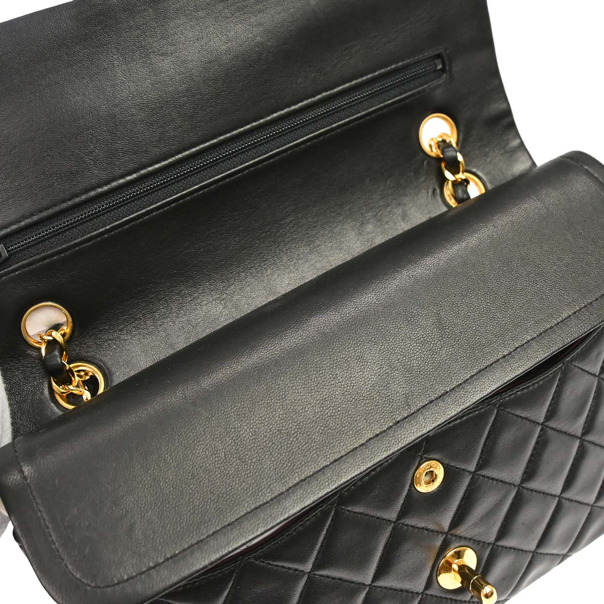 Chanel Black Lambskin Medium Classic Double Flap Shoulder Bag
